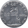 Монета. Ватикан. 2 лиры 1953 год. Стойкость. ав.