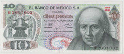Банкнота. Мексика. 10 песо 1975 год. Тип 63h(5).