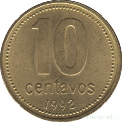 Монета. Аргентина. 10 сентаво 1992 год.