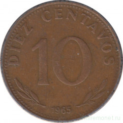 Монета. Боливия. 10 сентаво 1965 год.