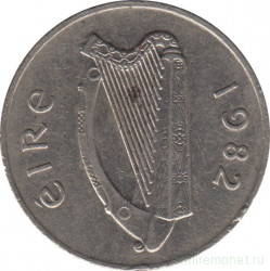 Монета. Ирландия. 10 пенсов 1982 год.