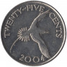 Монета. Бермудские острова. 25 центов 2004 год.  
