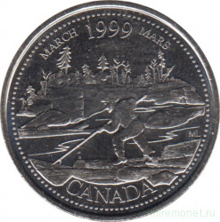 Монета. Канада. 25 центов 1999 год. Миллениум - март 1999. 
