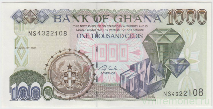 Банкнота. Гана. 1000 седи 2003 год. Тип 32i.
