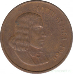 Монета. Южно-Африканская республика (ЮАР). 2 цента 1969 год. Аверс - "SOUTH AFRICA".