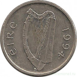 Монета. Ирландия. 5 пенсов 1994 год.
