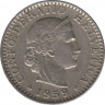  Монета. Швейцария. 20 раппенов 1959 год. ав.