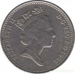 Монета. Великобритания. 10 пенсов 1995 год.