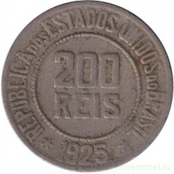 Монета. Бразилия. 200 рейсов 1925 год.