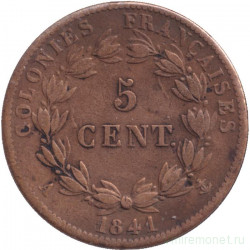 Монета. Французская Вест-Индия. 5 сантимов 1841 год.