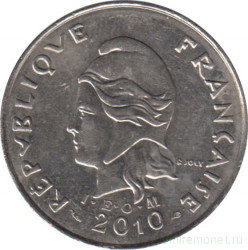 Монета. Новая Каледония. 10 франков 2010 год.