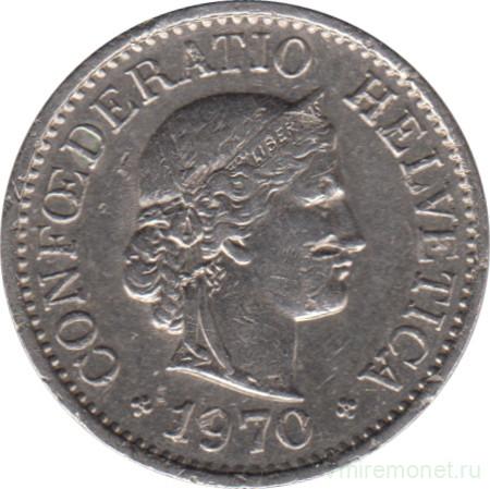 Монета. Швейцария. 10 раппенов 1970 год.