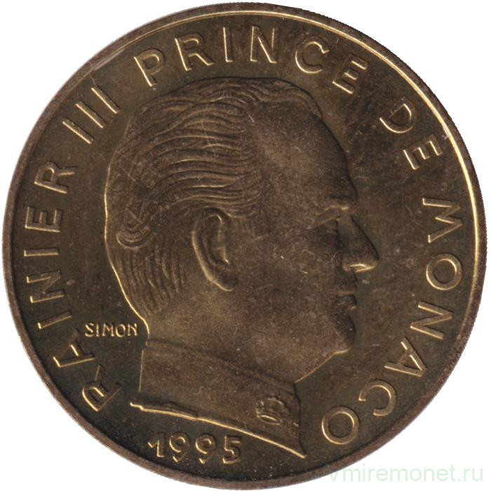 Монета. Монако. 20 сантимов 1995 год.