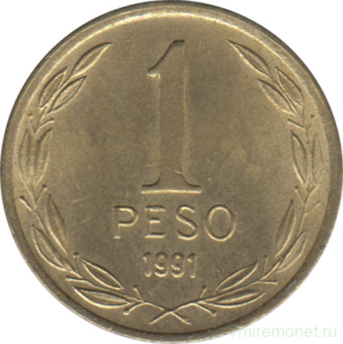 Монета. Чили. 1 песо 1991 год.