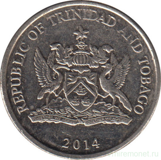 Монета. Тринидад и Тобаго. 25 центов 2014 год.