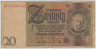 Банкнота. Германия. Веймарская республика. 20 рейхсмарок 1929 год. Литера B. Тип 181а (1-1). ав.