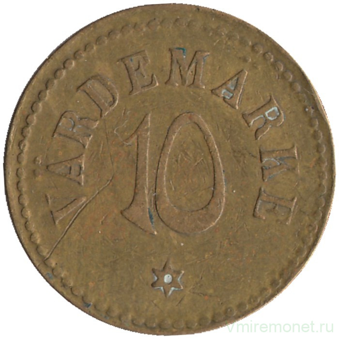 Жетон игровой. Швеция. Гетеборг. Для автоматов "Värdemärke". 10 оре 1923 год. 