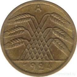 Монета. Германия. Веймарская республика. 5 рентенпфеннигов 1924 год. Монетный двор - Берлин (A).