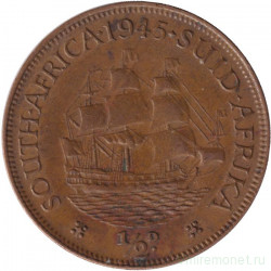 Монета. Южно-Африканская республика (ЮАР). 1/2 пенни 1945 год.