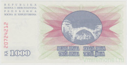 Банкнота. Босния и Герцеговина. 1000 динар 1992 год. Тип 2.