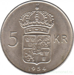 Монета. Швеция. 5 крон 1954 год.