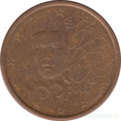 Монета. Франция. 1 цент 2003 год.
