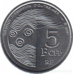 Монета. Французские тихоокеанские территории. 5 франков 2021 год.