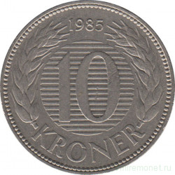 Монета. Дания. 10 крон 1985 год.