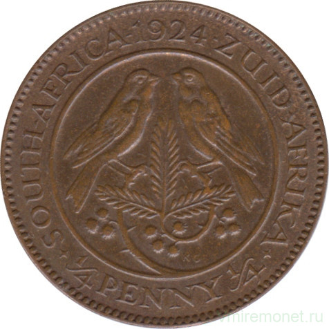 Монета. Южно-Африканская республика (ЮАР). 1/4 пенни 1924 год.