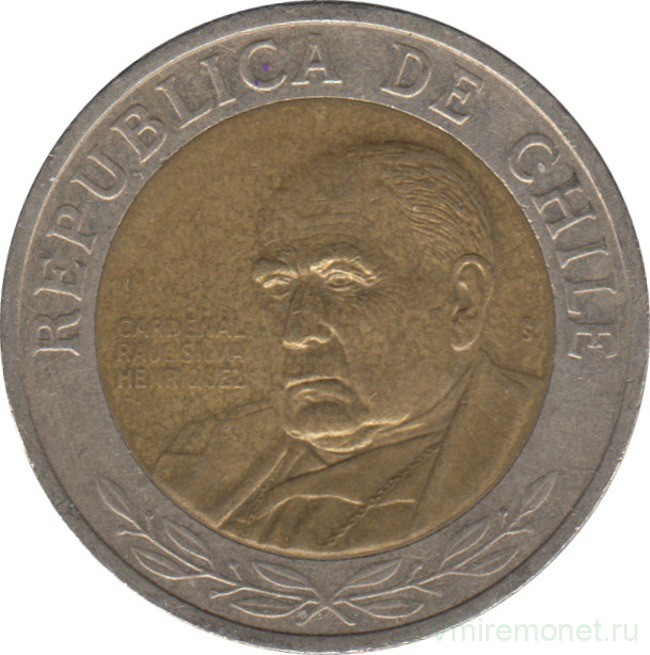 Монета. Чили. 500 песо 2003 год.