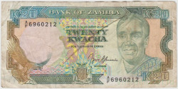 Банкнота. Замбия. 20 квач 1989 - 1991 год. Тип 32b.