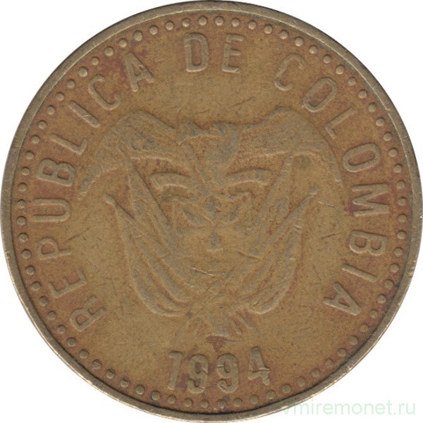 Монета. Колумбия. 100 песо 1994 год. Маленькое "100".