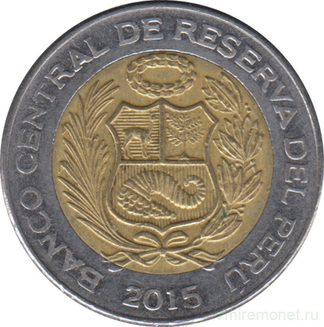 Монета. Перу. 5 солей 2015 год.