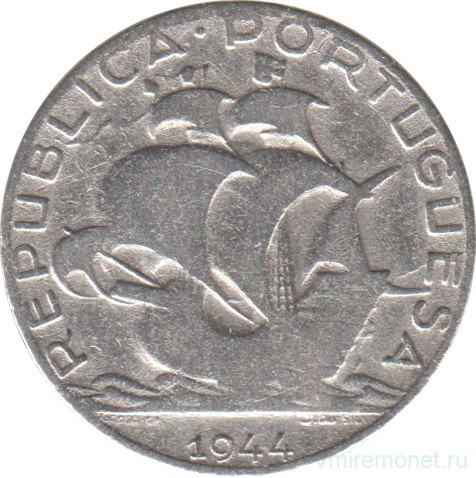 Монета. Португалия. 2,5 эскудо 1944 год.