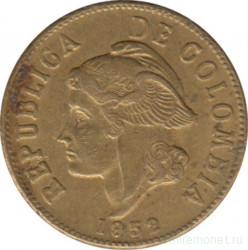 Монета. Колумбия. 2 сентаво 1952 год.