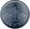 Монета. Финляндия. 1 пенни 1969 год (алюминий). рев