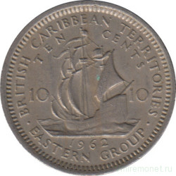 Монета. Британские Восточные Карибские территории. 10 центов 1962 год.
