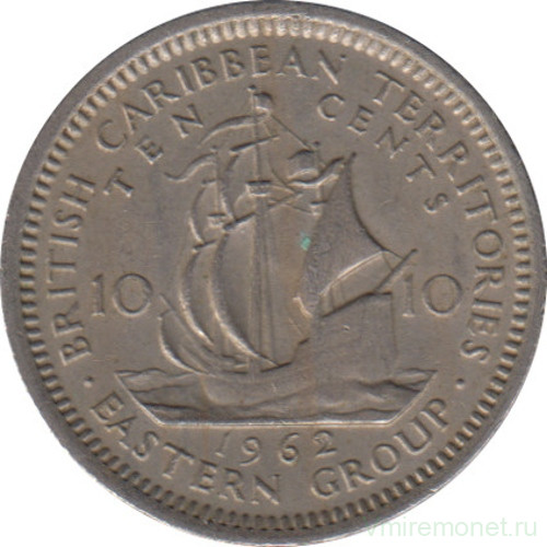 Монета. Британские Восточные Карибские территории. 10 центов 1962 год.