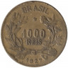 Монета. Бразилия. 1000 рейсов 1927 год.