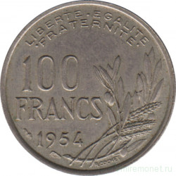Монета. Франция. 100 франков 1954 год. Монетный двор - Париж.