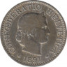  Монета. Швейцария. 5 раппенов 1891 год. ав.