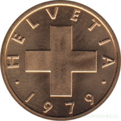 Монета. Швейцария. 1 раппен 1979 год.
