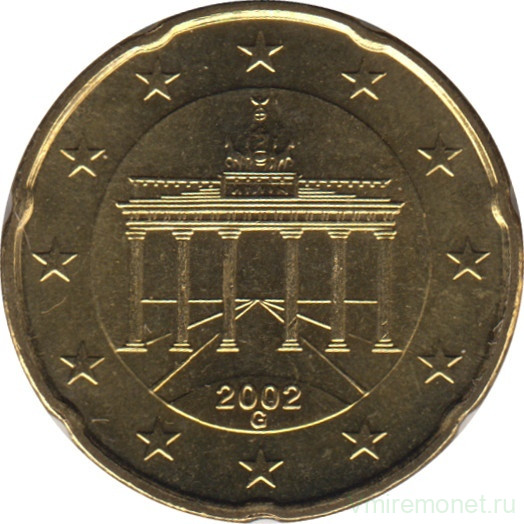 Монета. Германия. 20 центов 2002 год. (G).