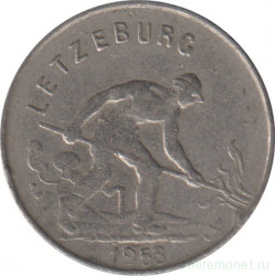 Монета. Люксембург. 1 франк 1953 год.