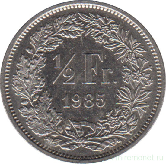 Монета. Швейцария. 1/2 франка 1985 год.