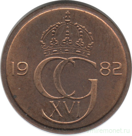 Монета. Швеция. 5 эре 1982 год.