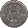 Аверс. Монета. Швеция. 50 эре 1982 год.