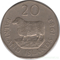 Монета. Фолклендские острова. 20 пенсов 1983 год.