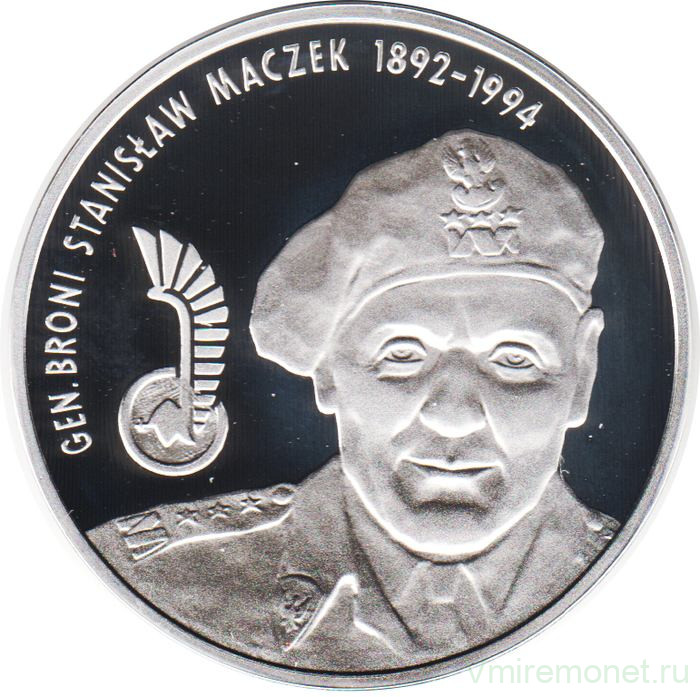 Монета. Польша. 10 злотых 2003 год. Бригадный генерал Станислав Мацек.
