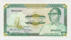 Банкнота. Гамбия. 10 даласи 1986 год.